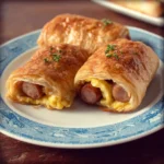 Crescent Roll-Up Egg Breakfast served with fresh ingredients and toppings.