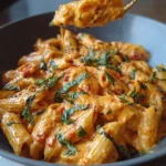 Creamy Garlic Tomato Pasta served with fresh herbs and grated cheese