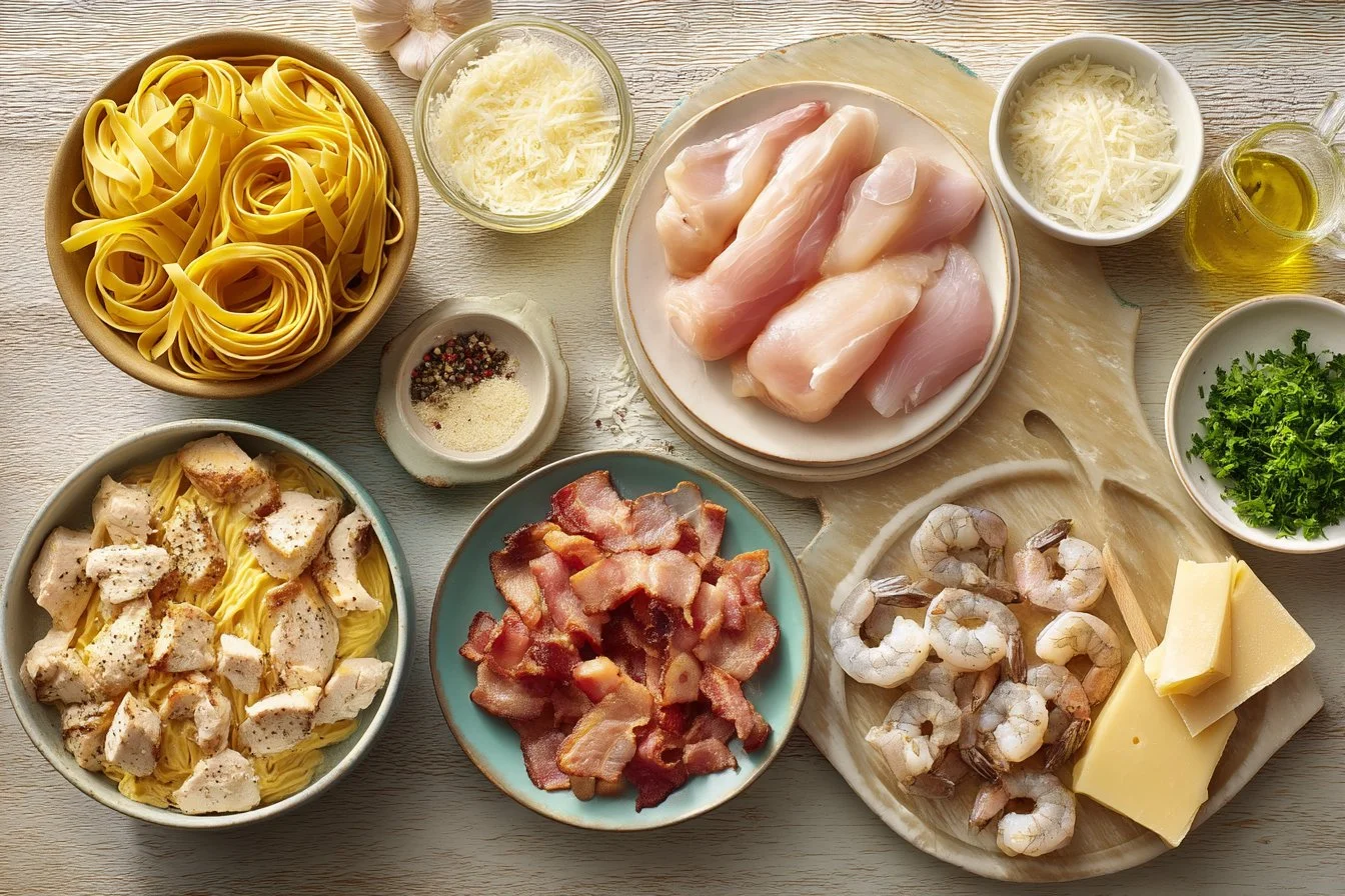 Olive Garden Chicken and Shrimp Carbonara