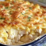 Delicious chicken casserole recipe by Paula Deen, served in a baking dish.