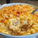 Creamy Slow Cooker Mac and Cheese in a serving dish
