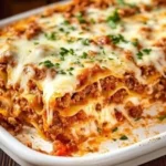 World's Best Lasagna Recipe with layers of cheese, meat, and sauce