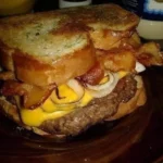 Delicious Beef Patty French Toast Sandwich on a plate