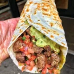 Delicious beef quesadillas served with salsa and sour cream