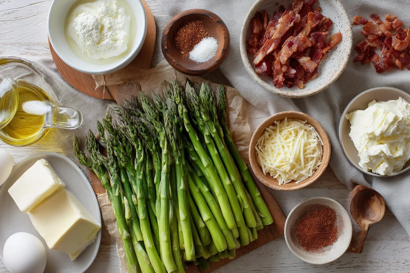 Cheesy Baked Asparagus with Bacon