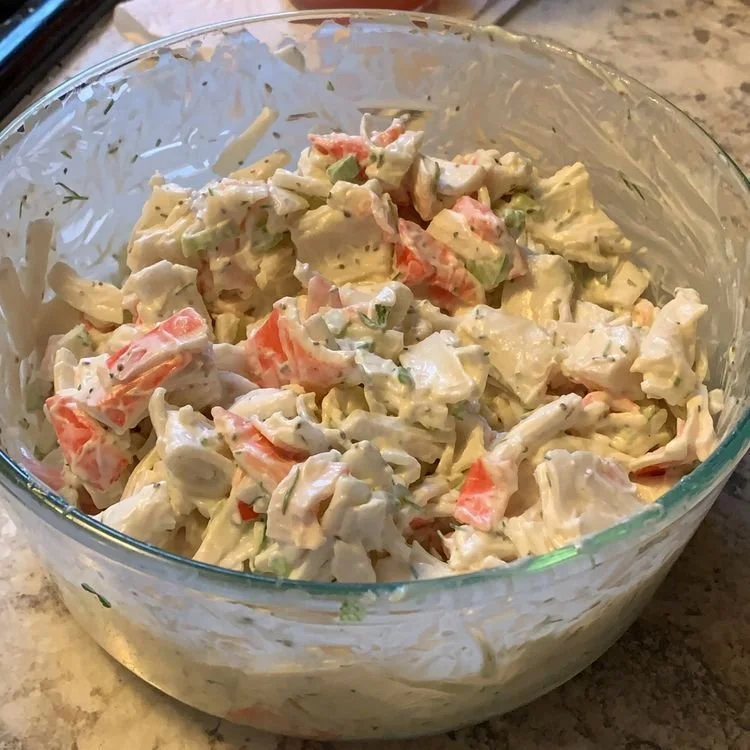 Delicious crab salad made with fresh ingredients and served in a bowl