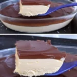 Creamy passion fruit dessert with chocolate ganache topping