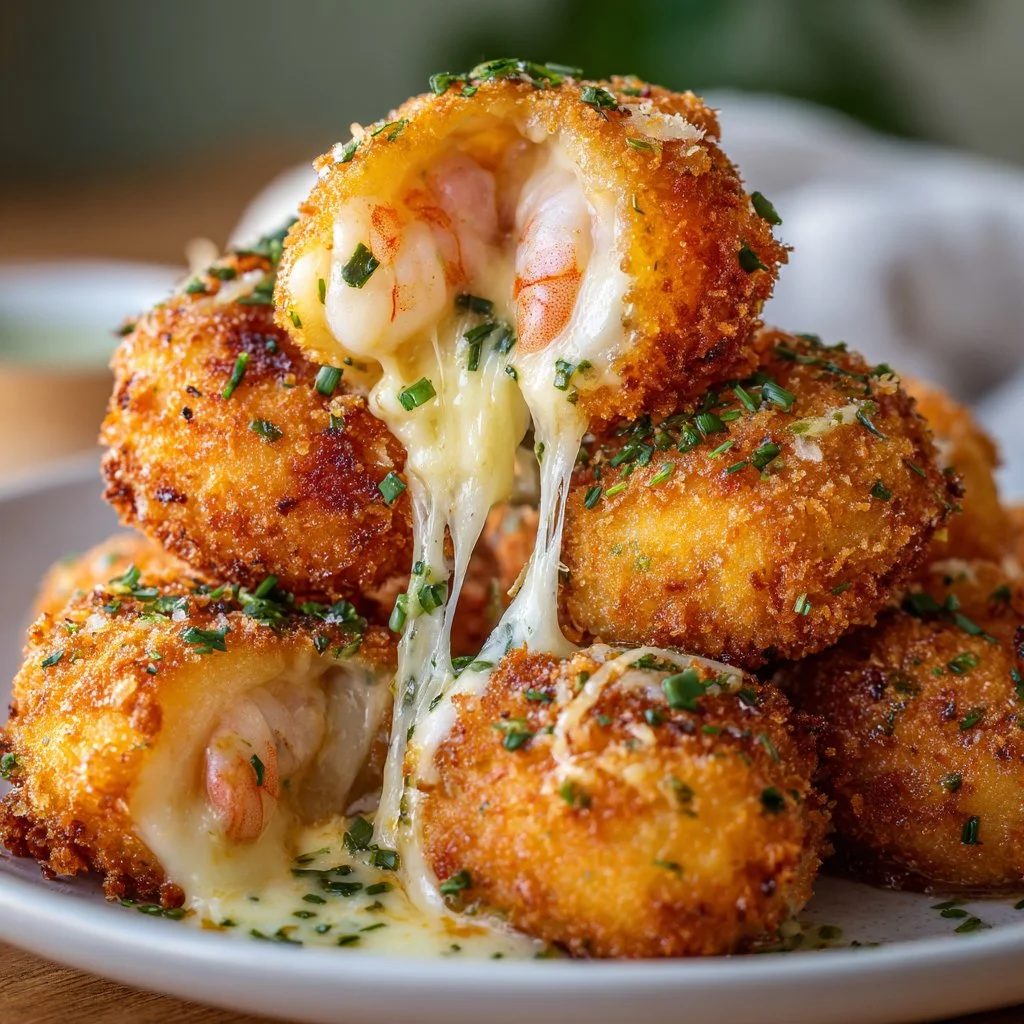 Crispy Garlic Shrimp Bombs served on a plate with dipping sauce