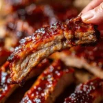 Delicious Crockpot barbecue ribs served on a plate