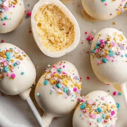 Colorful Easter Egg Cake Pops arranged on a festive platter