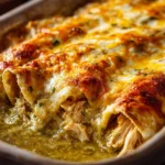 Plate of delicious homemade enchiladas topped with fresh ingredients