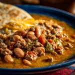 A serving of Green Chile Picadillo with tender beef and fresh green chiles.