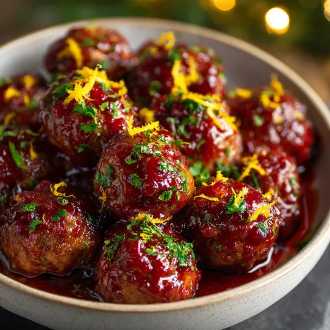 Delicious homemade meatballs served on a plate with sauce and herbs