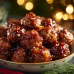 Savory meatballs simmering in rich BBQ sauce