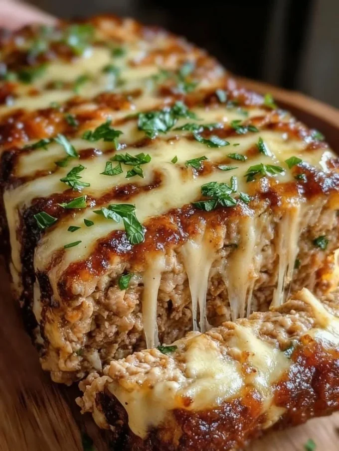 Meatloaf with fresh herbs served on a plate