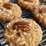 No-Bake Pecan Coconut Praline Cookies stacked on a plate