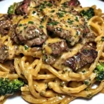 Delicious plate of Pasta with Steak featuring rich flavors and fresh ingredients