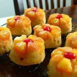 Delicious pineapple upside down muffins with caramel topping