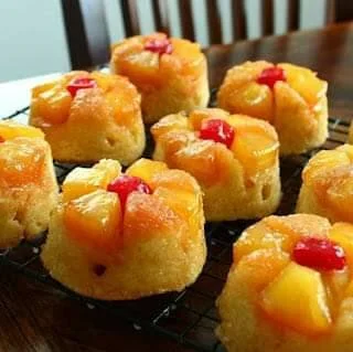 Delicious pineapple upside down muffins with caramel topping