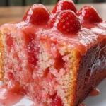 Delicious strawberry pound cake drizzled with fresh strawberry glaze