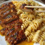 Creamy Chicken Rotini with Velveeta and Garlic Parmesan Alfredo sauce