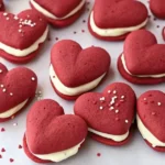 Delicious homemade whoopie pies with creamy filling between chocolate cookies