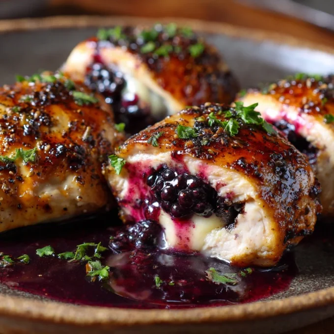 Blackberry Pepper Jack Stuffed Chicken Rolls with melted cheese and fresh ingredients
