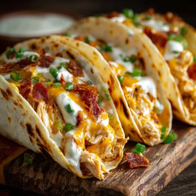 Delicious Crack Chicken Tacos served with fresh toppings in a cozy setting.