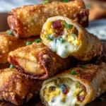 Plate of crispy mini jalapeño popper egg rolls ready to serve