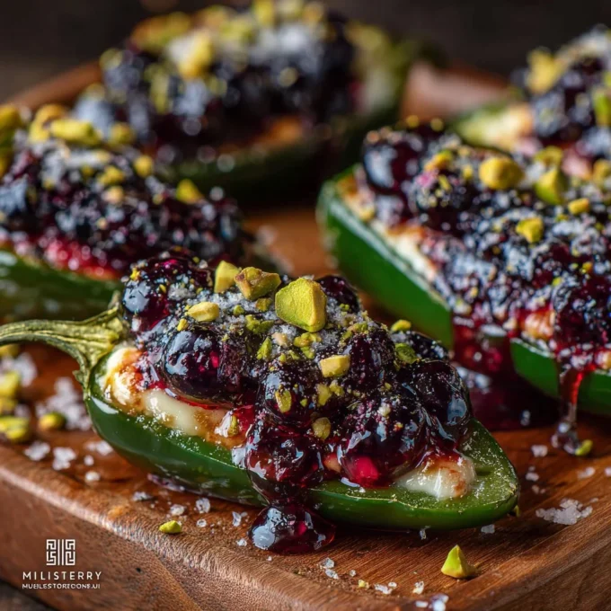 Plate of delicious jalapeño poppers with cheese filling