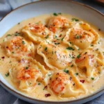 Delicious Lobster Ravioli served with garlic butter sauce