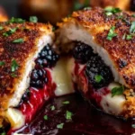 Delicious melty blackberry jalapeño chicken dish served on a plate