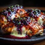Delicious Smoky Paprika Chicken drizzled with rich blackberry sauce