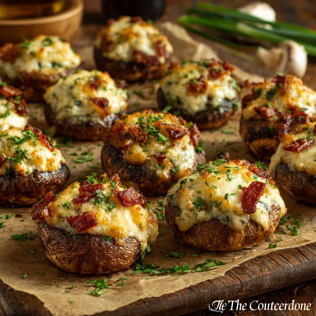 Delicious Swamp Goblins stuffed mushrooms ready to serve for an appetizing treat.