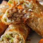 Delicious Chicken Coleslaw Egg Rolls on a plate