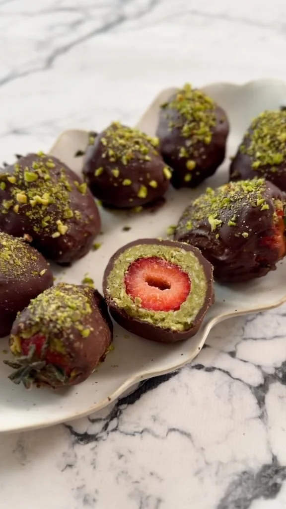 Delicious chocolate strawberries artfully arranged, showcasing Dubai's gourmet dessert