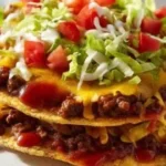 Delicious homemade Taco Bell Mexican pizza with cheese, toppings, and sauces