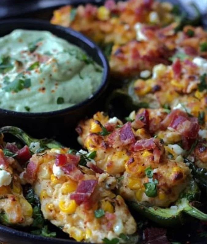 Mexican street corn jalapeno poppers filled with creamy goodness and spices