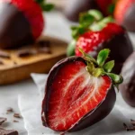 Delicious microwave chocolate covered strawberries ready to enjoy