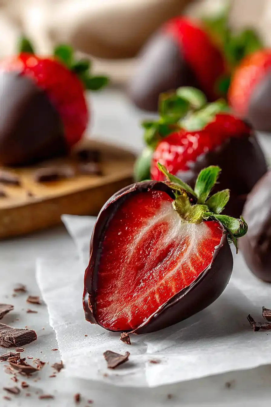 Delicious microwave chocolate covered strawberries ready to enjoy
