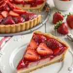 Shoney's delicious strawberry pie topped with fresh strawberries and whipped cream