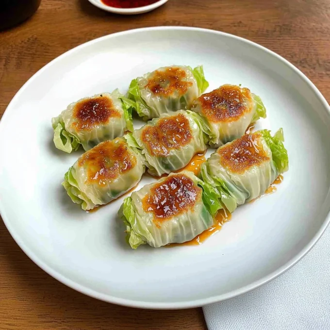 Delicious cabbage-filled dumplings ready to serve on a plate.