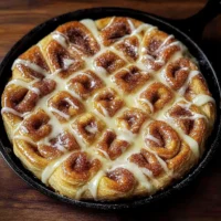 Cinnamon sugar crescent roll pizza topped with sweet cinnamon and sugar blend.