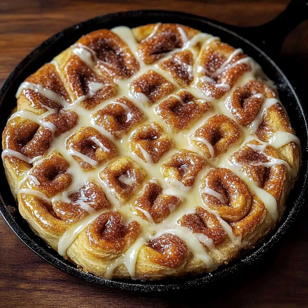 Cinnamon sugar crescent roll pizza topped with sweet cinnamon and sugar blend.
