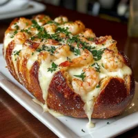 Crab and Shrimp Stuffed Garlic Bread Bombs - a savory seafood delight