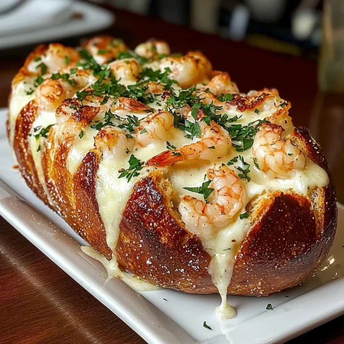 Crab and Shrimp Stuffed Garlic Bread Bombs - a savory seafood delight