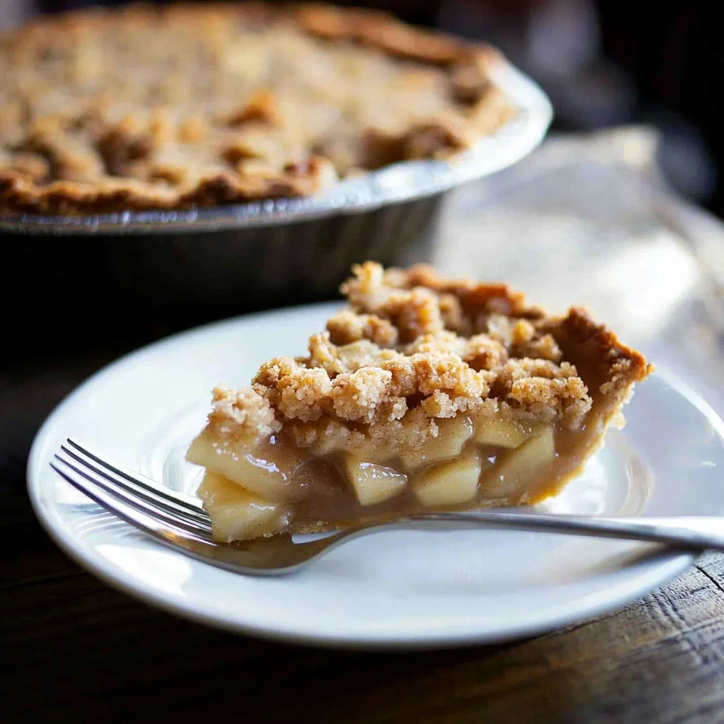 Delicious homemade Dutch Apple Pie with a golden flaky crust and cinnamon apples