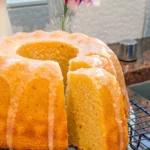 Delicious slice of Aunt Faye's moist pound cake on a plate