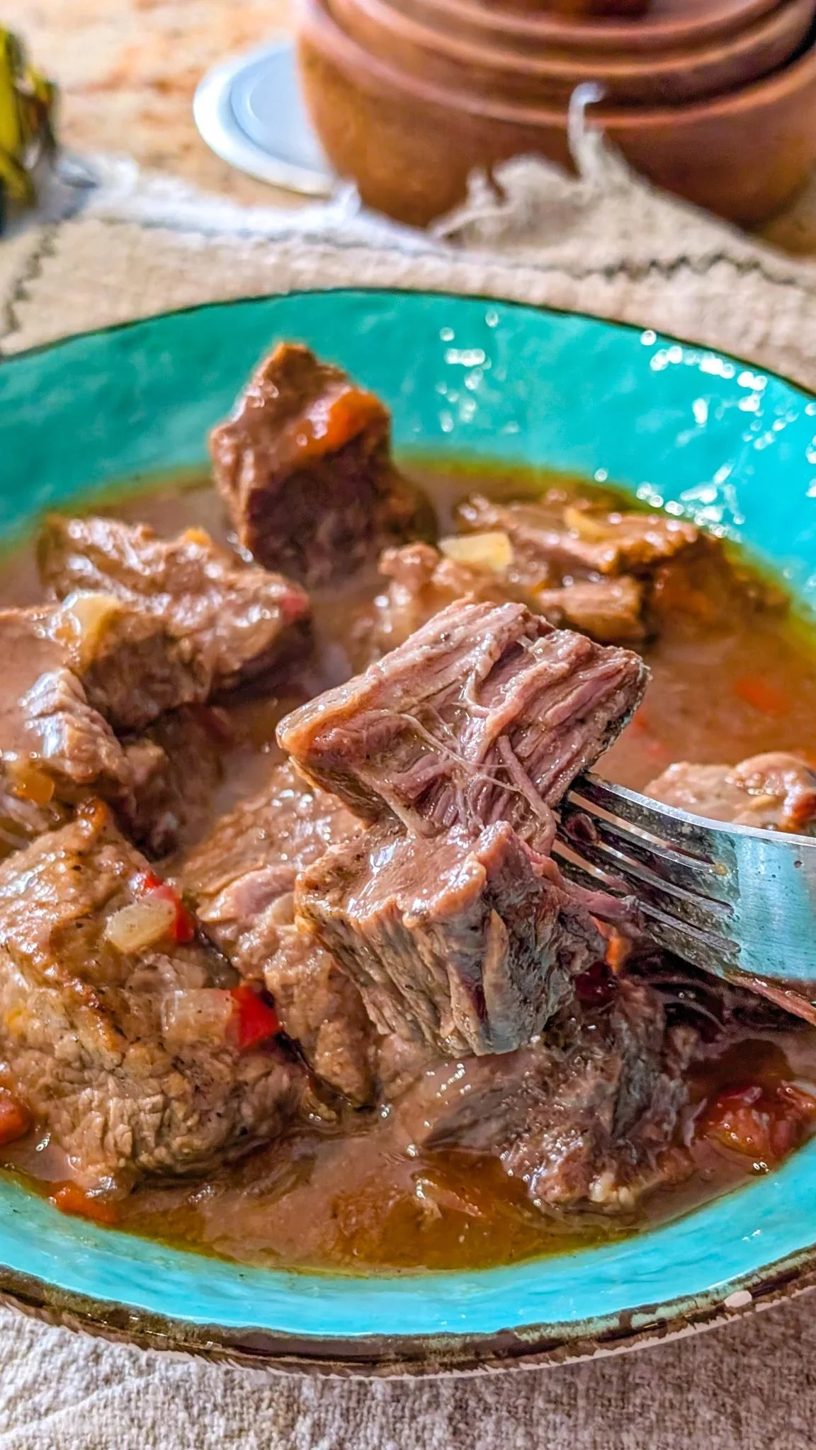 Delicious Slow Cooker Pepper Steak served with vegetables