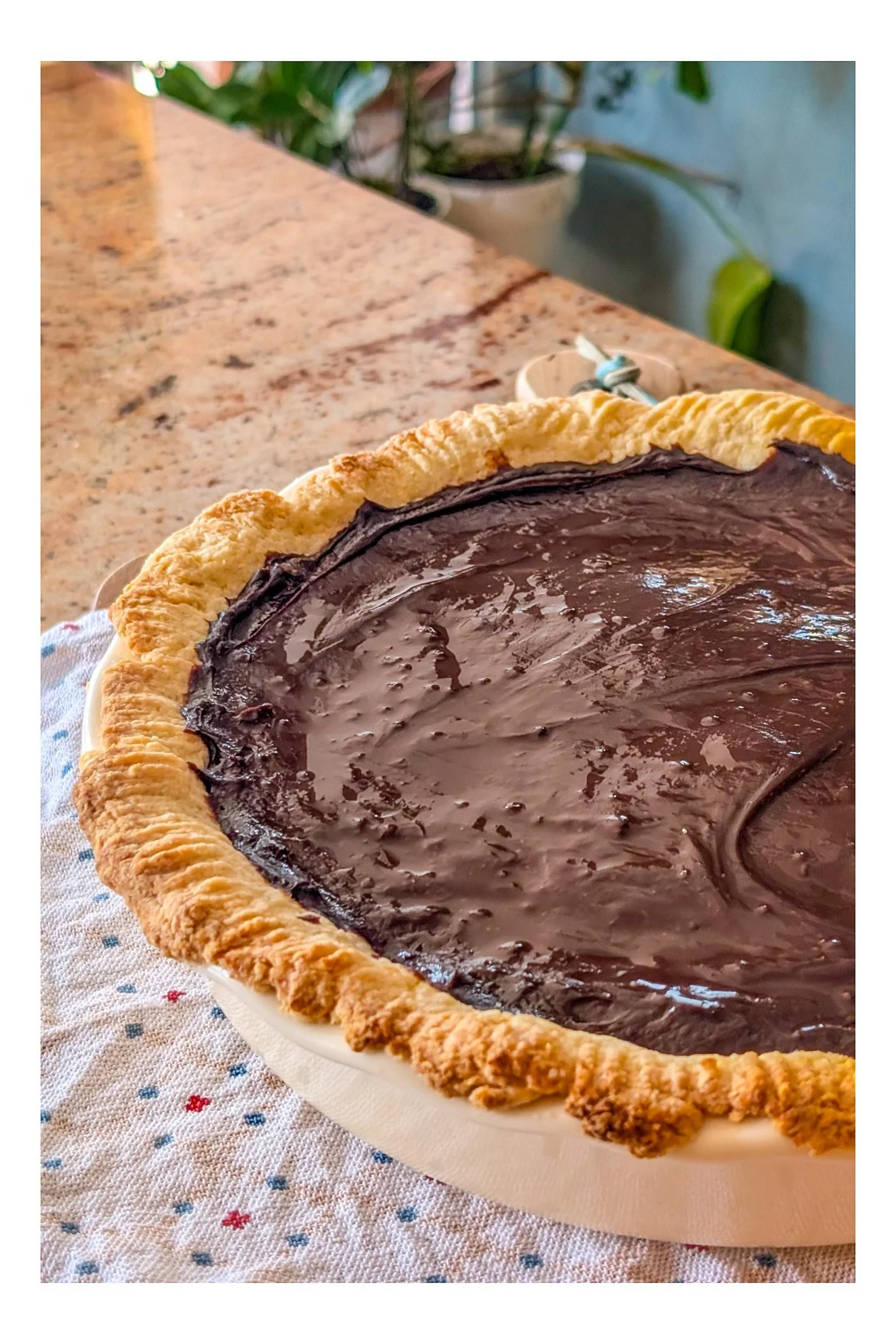 Delicious slice of Grandma's Cocoa Cream Pie with whipped cream topping